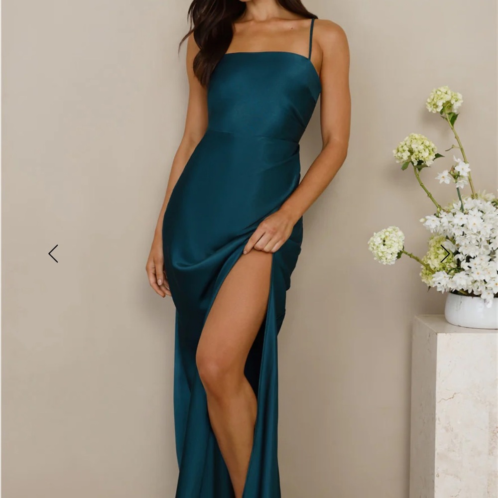 Hello Molly Satin Maxi Dress Teal - Picture 6 of 9